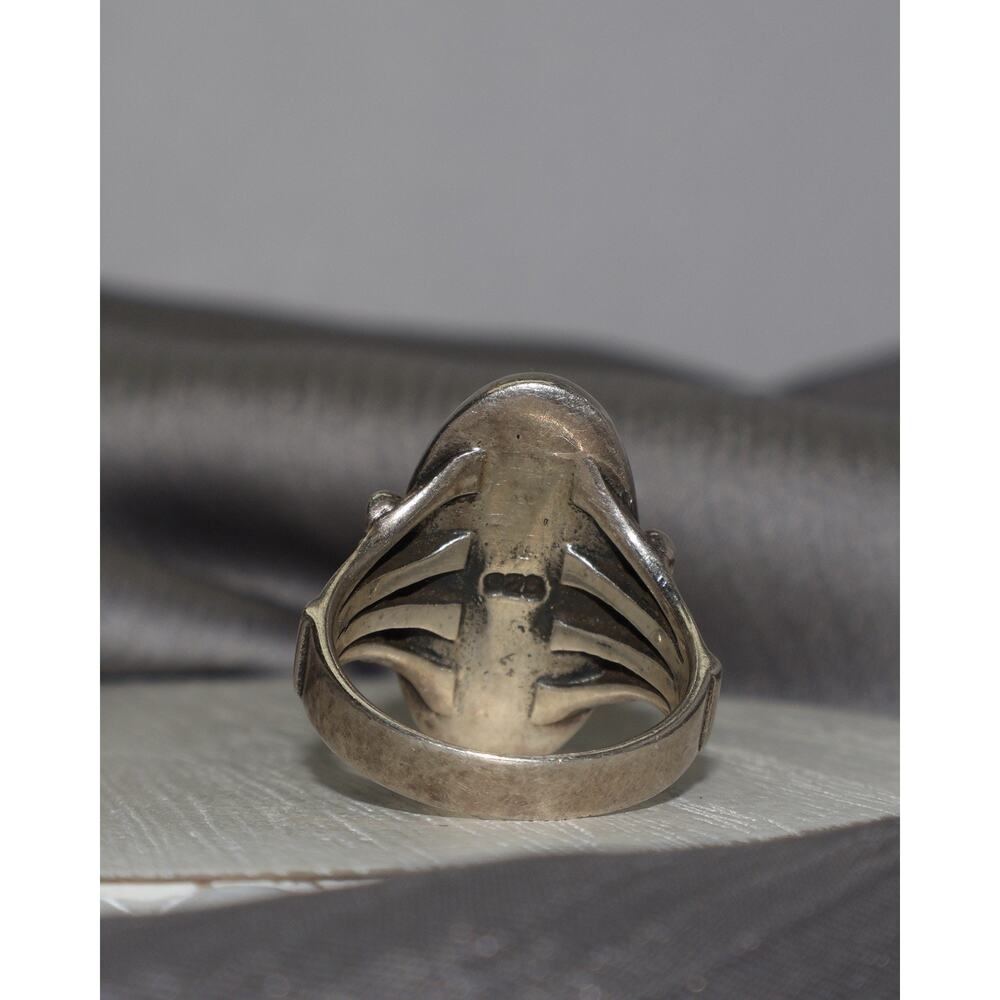 Vintage Sterling Silver Mother Of Pearl Ring 9.3G Sz 8 - Picture 4 of 4